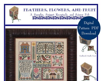 Feathers, Flowers, and Fruit (BRD-111) Cross Stitch Chart – Digital Pattern PDF