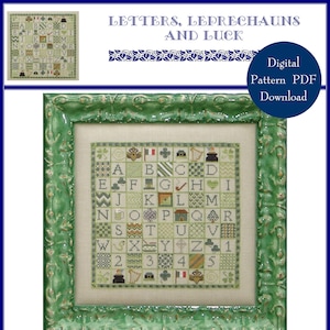 Letters, Leprechauns and Luck (BRD-065) Cross Stitch Chart – Digital Pattern PDF Download