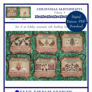 Christmas Sentiments Volume 3 (BRD-044) Cross Stitch Chart – Digital Pattern PDF Download
