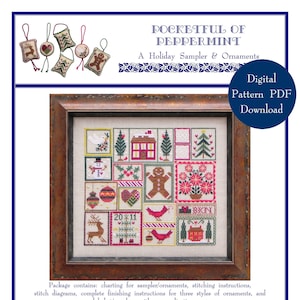 Pocketful of Peppermint (BRD-102) Cross Stitch Chart – Digital Pattern PDF