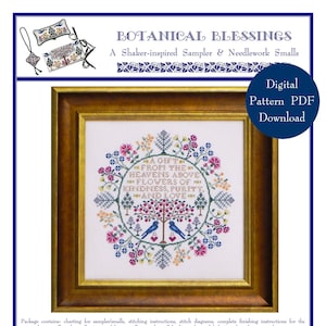 Gráfico de ponto cruz Botanical Blessings (BRD-110) – Download de padrão digital em PDF