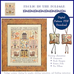 Frolic in the Foliage (BRD-098) Cross Stitch Chart – Digital Pattern PDF Download