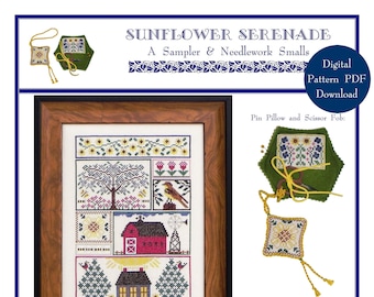 Sunflower Serenade (BRD-107) Cross Stitch Chart – Digital Pattern PDF