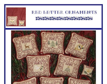 Red Letter Ornaments (BRD-060) Cross Stitch Chart - Paper Pattern