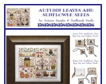 Autumn Leaves and Sunflower Seeds (BRD-087) Cross Stitch Chart - Paper Pattern