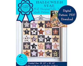 Halloween Star Quilt Pattern: Applique Small Quilt (Digital PDF Download)