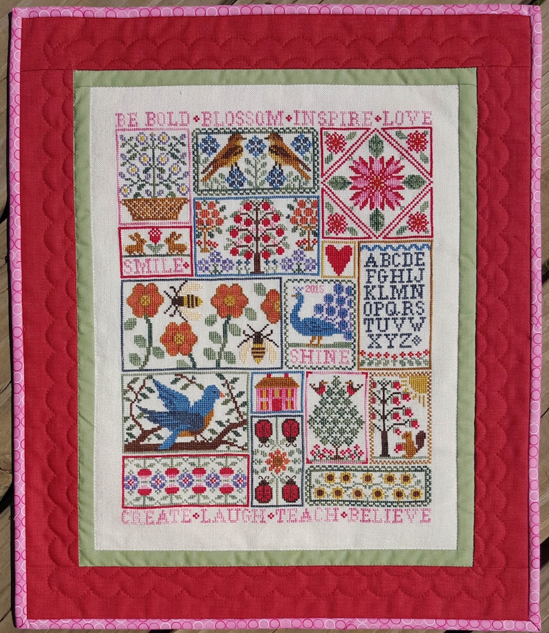 Pink Positive (BRD-122) Counted Cross Stitch Chart – Digital Pattern PDF Download