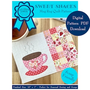 Süße Snacks Mug Rug - Eine kleine Applikation Patchwork Pattern - Mug Rug Pattern - Snack Matte Pattern - Digital Pattern PDF Download BRD-Q017