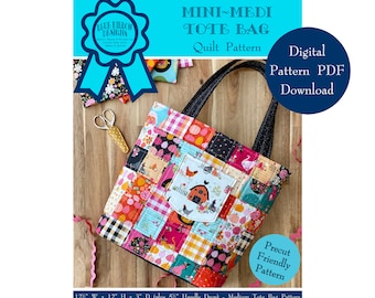 Mini-Medi Tote Bag Quilt Pattern - Digital Pattern PDF Download