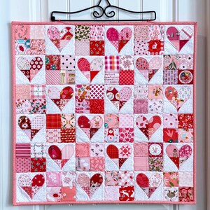 Patchwork in the Heart - Quilt Pattern - Mini Quilt, Wall Hanging - Scrap Quilt - Appliqué Heart Quilt - Paper Pattern BRD-Q024