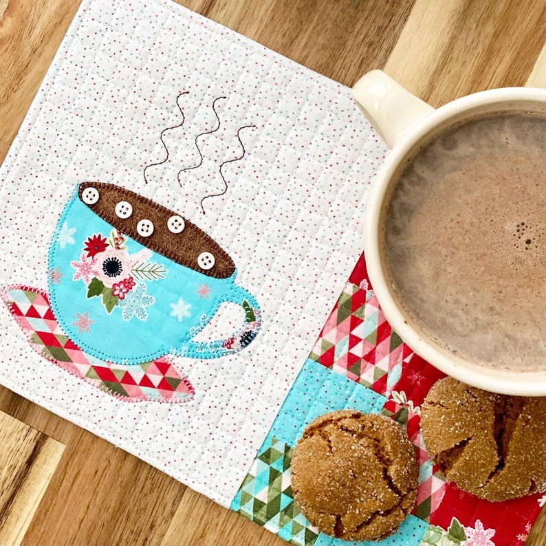 Sweet Snacks Mug Rug - A Small Appliqué Patchwork Pattern - Mug Rug Pattern - Snack Mat Pattern - Digital Pattern PDF Download BRD-Q017