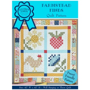 Farmstead Finds Quilt Pattern: Traditional Wall Hanging or Throw (Paper Pattern)