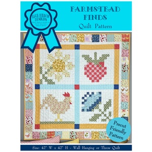 Farmstead Finds - A Traditional Quilt Pattern - Wall Hanging Pattern - Throw Quilt Pattern - Paper Pattern BRD-Q016