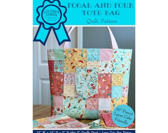 Focal and  Four Tote Bag Quilt Pattern: Large Pocketed Patchwork Design (Paper Pattern)