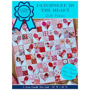 Patchwork in the Heart - Quilt Pattern - Mini Quilt, Wall Hanging - Scrap Quilt - Appliqué Heart Quilt - Paper Pattern BRD-Q024