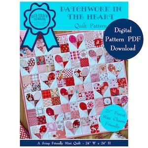 Patchwork Heart Mini Quilt Pattern: Scrap Quilt, Appliqué (Digital PDF)