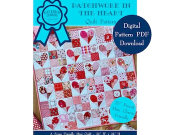 Patchwork in the Heart Mini Quilt Pattern: Scrap Quilt, Appliqué (Digital PDF)