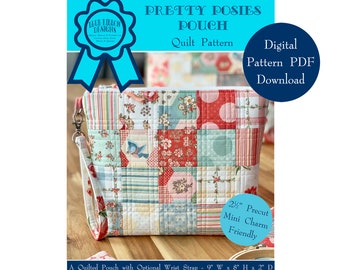 Patrón de edredón de bolsa Pretty Posies - Patrón digital Descargar PDF