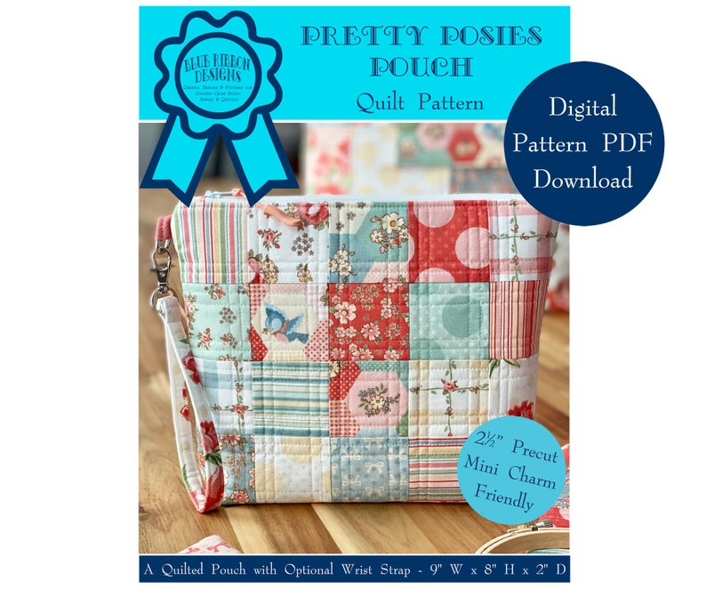 Pretty Posies Pouch Quilt Pattern - Digital Pattern PDF Download