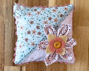 3D Floral Pincushion with Pocket: Handmade Sewing Pin Pillow Limited Edition with Pins