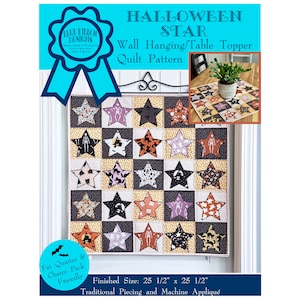 Halloween-sterquilt - een quiltpatroon van appliqué - miniquilt, wanddecoratie, tafeltopper - papieren patroon BRD-Q019