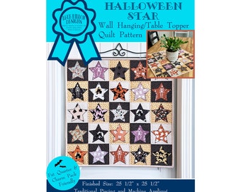 Halloween Star Quilt - An Applique Quilt Pattern - Mini Quilt, Wall Hanging, Table Topper - Paper Pattern BRD-Q019