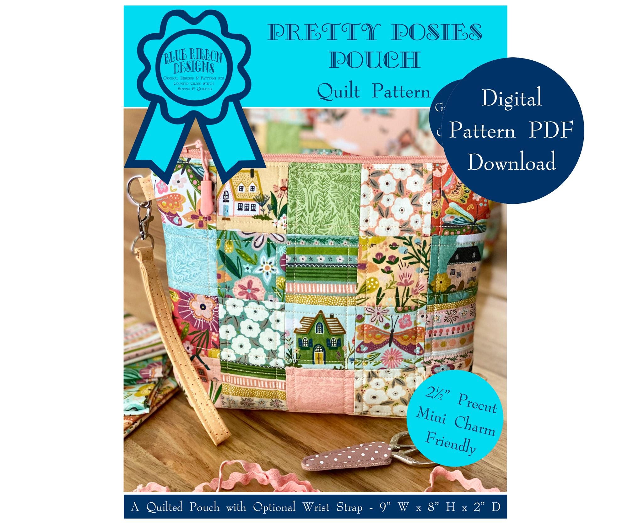 Pretty Posies Pouch - Cottage Charm Quilt Pattern: Zippered