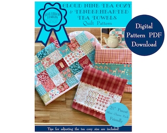 Cloud Nine Tea Cozy and Tenderhearted Tea Towels Quilt Pattern - Digital Pattern PDF Download