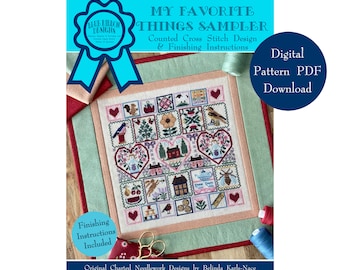 My Favorite Things Sampler (BRD-120) Counted Cross Stitch Chart – Digital Pattern PDF Download