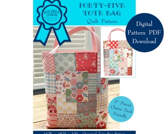 Forty-Five Tote Bag Quilt Pattern - Digital Pattern PDF Download
