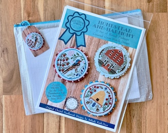 Homestead and Harmony Rick Rack Rounds Cross Stitch Pattern & Finishing Kit – Threadworxs Fair Class – Limited Edition