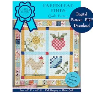 Farmstead Finds - A Traditional Quilt Pattern - Wall Hanging Pattern - Throw Quilt Pattern - Digital Pattern PDF Download BRD-Q016