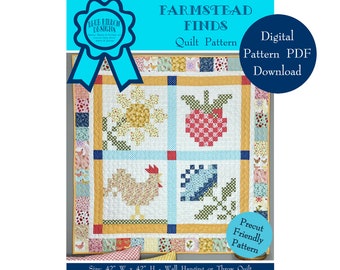 Farmstead Finds Quilt Pattern: Traditional Wall Hanging or Throw (Digital PDF Download)