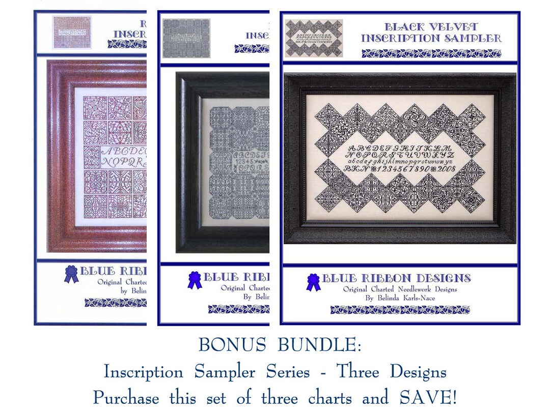 Blue Ribbon Designs - Inscription Samplers - Bundle (all 3 Charts ...