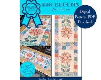 Big Blooms - An Applique Quilt Pattern - Runner - Digital Pattern PDF Download BRD-Q015