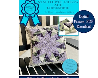 Starflower Pillow and Pincushion A Paper Foundation Quilt Pattern - Digital Pattern PDF Download