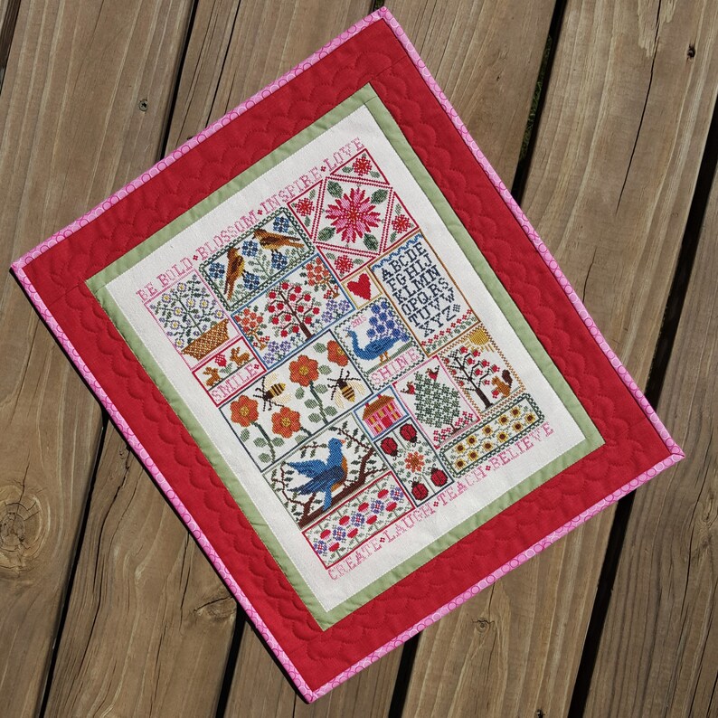 Pink Positive (BRD-122) Counted Cross Stitch Chart – Digital Pattern PDF Download