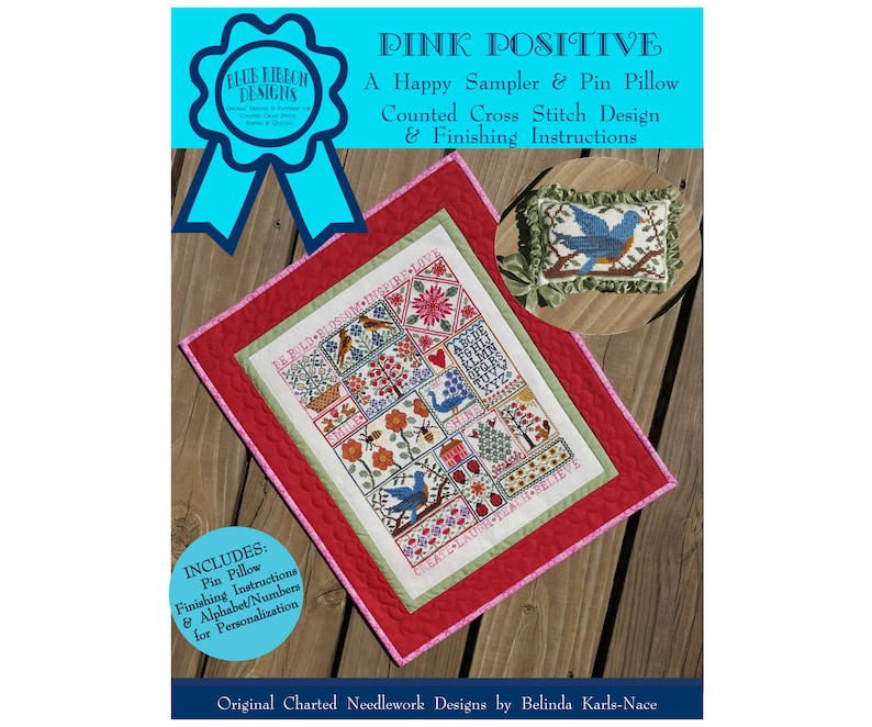 Pink Positive (BRD-122) Counted Cross Stitch Chart – Paper Pattern