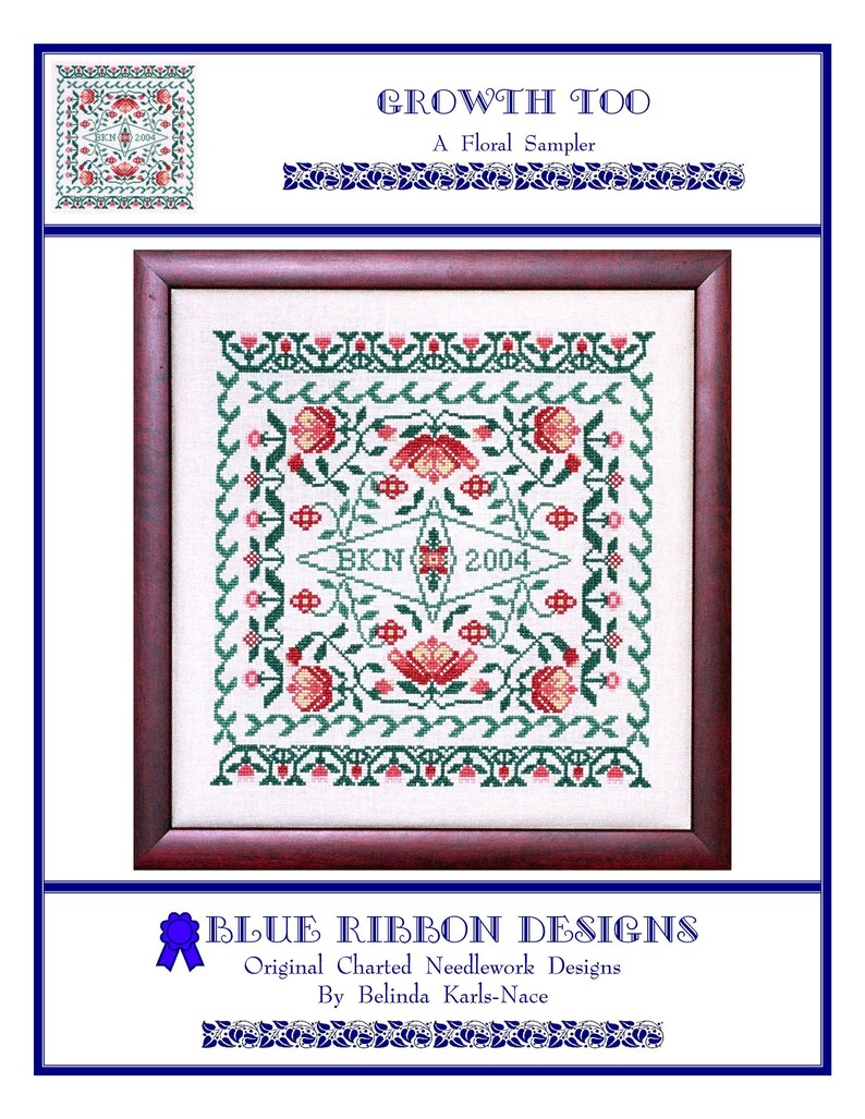 Growth Too A Floral Sampler BRD-002 Cross Stitch Chart Paper Pattern image 1