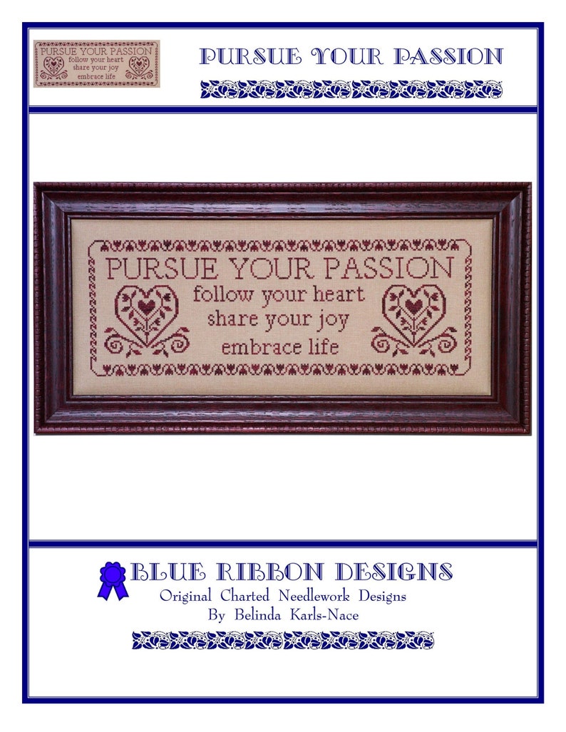 Pursue Your Passion BRD-007 Cross Stitch Chart Paper Pattern image 1