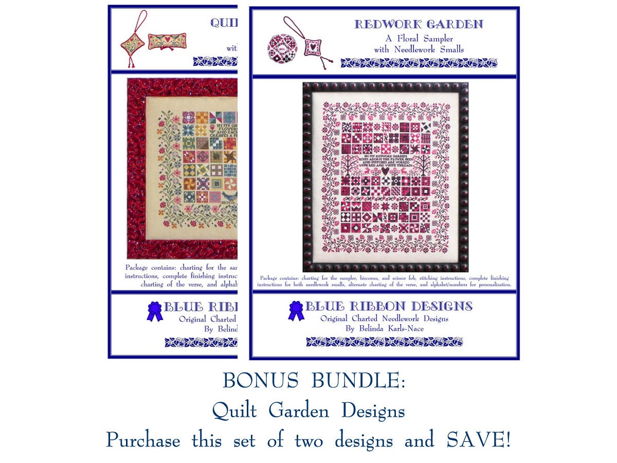 Blue Ribbon Designs Quilt Garden Bundle 2 Charts Cross Etsy