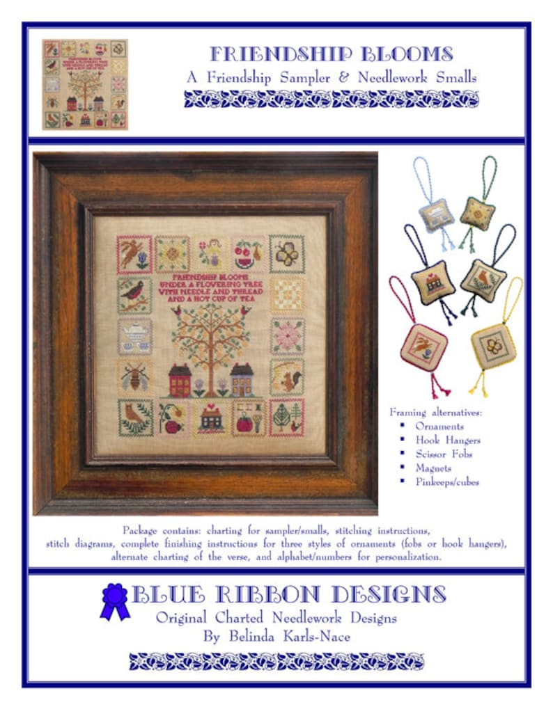 Friendship Blooms (BRD-105) Cross Stitch Chart - Paper Pattern