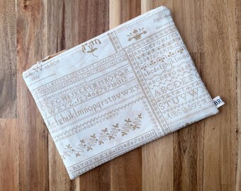 Limited Small Project Bag - Zippered Pouch - Approximately 10.75" W x 7.75" H – Fabric Rhubarb & Ginger by Blackbird Designs