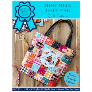 Mini-Medi Tote Bag Quilt Pattern - Paper Pattern