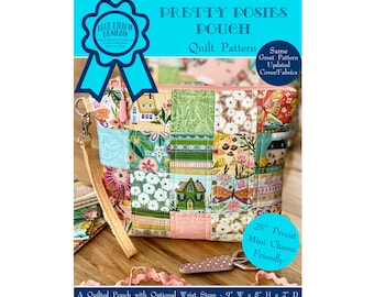 Pretty Posies Pouch - Cottage Charm Quilt Pattern: Zippered Patchwork Design  (Paper Pattern)