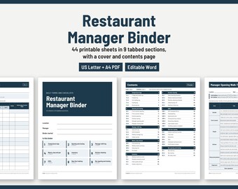Segregator menedżera restauracji: 44 formularze, listy kontrolne, procedury operacyjne (PDF + Word)