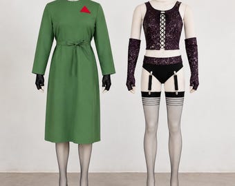 Dr Frank N Furter Cosplay Costume | Rocky Horror Halloween Full Set | Men's Green Robe Sequin Stage Performance Outfit