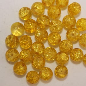 Lot de 50 perles boules en verre craquelé diamètre 8 mm couleur jaune B05630 image 1