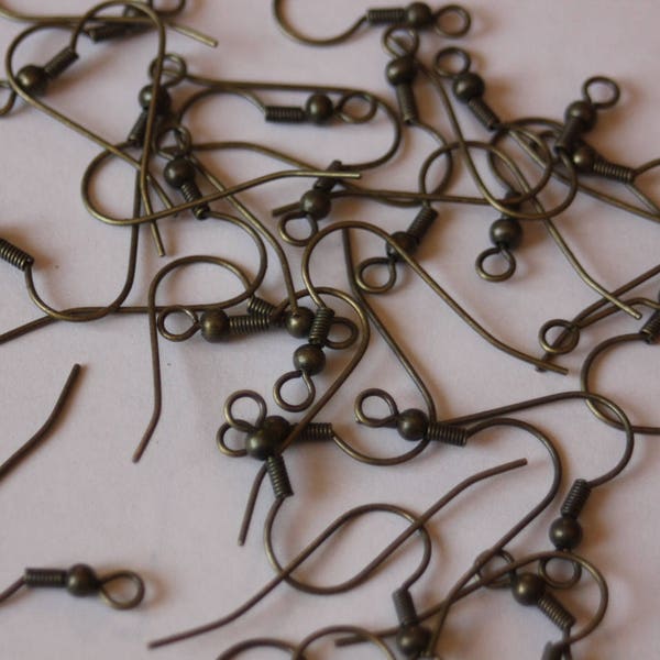Lot de 10 supports pour boucles d'oreille pendantes en métal couleur bronze
