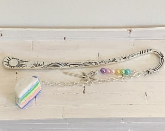 Bookmark rainbow cake in polymer paste pastel colors